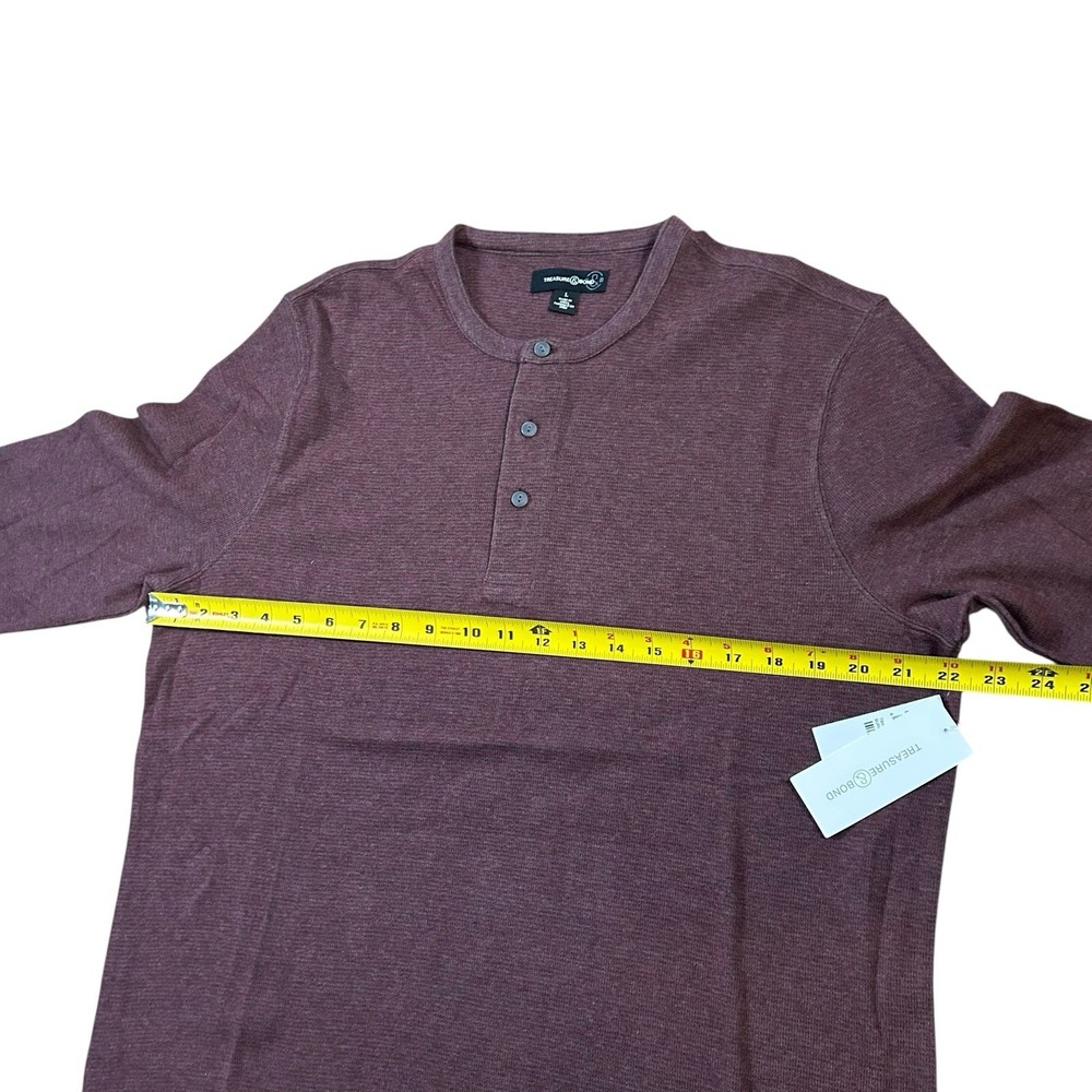 TREASURE & BOND Men's Henley Shirt L Long Sleeve Burgundy Royale Red NEW - Picture 7 of 11